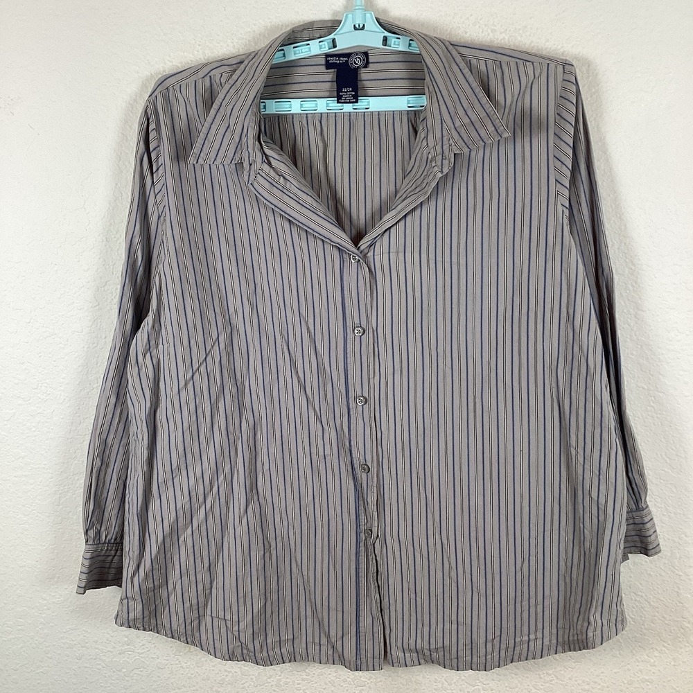 Venezia Jeans Mens Button Up Shirt Sz 22/24 Striped Multicolor Excellent